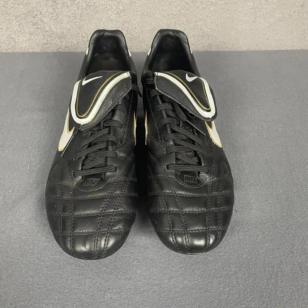 Nike Tiempo Legend III Soccer Shoes Mens Size 8 Black White Gold Firm Ground - Picture 2 of 14
